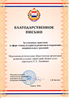 Благодарность Министра Культуры Мордовии 2024